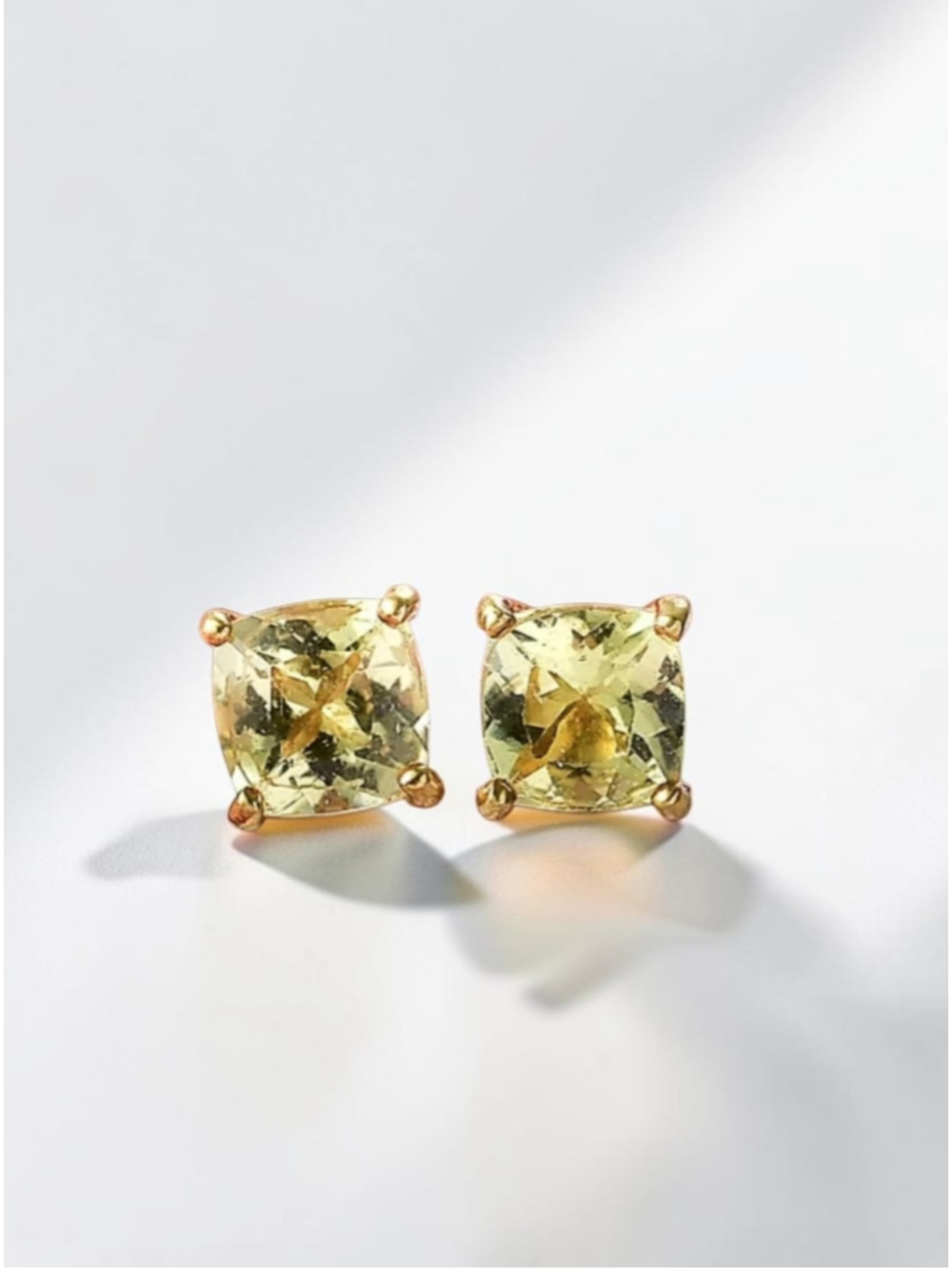Golden Apatite 1.30 ctw Stud Earrings in 18K Vermeil Gold Over Sterling Silver - Picture 1 of 5